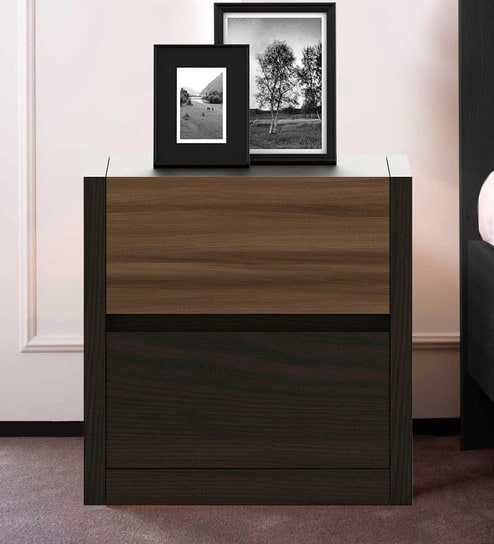 Kosmo Maple Bedside Table in Fumed Oak Melamine Finish with Drawers