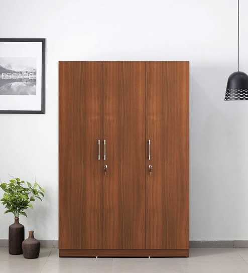 Kosmo Optima 3 Door Wardrobe in Walnut Finish