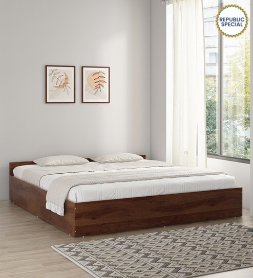 Kosmo Sage King Bed With Box Storage In Walnut Finish