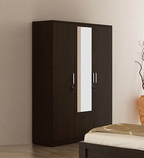 Kosmo Weave 3 Door Wardrobe in Vermount Finish with Mirror