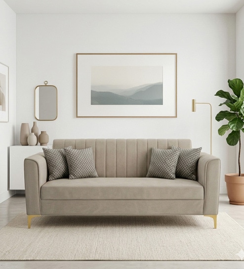 Kosmo Zenith 3 Seater Sofa In Beige Color