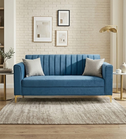 Kosmo Zenith 3 Seater Sofa In Blue Color