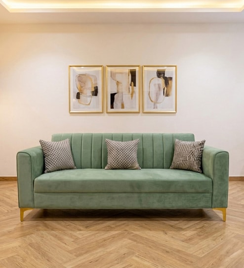 Kosmo Zenith 3 Seater Sofa In Green Color