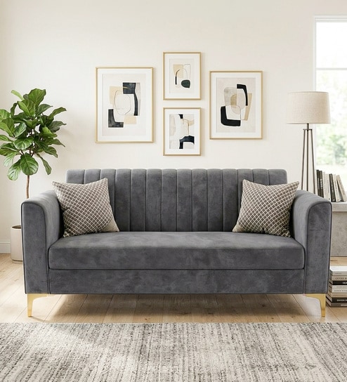 Kosmo Zenith 3 Seater Sofa In Grey Color