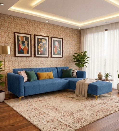 Kosmo Zenith LHS Sofa In Blue Color