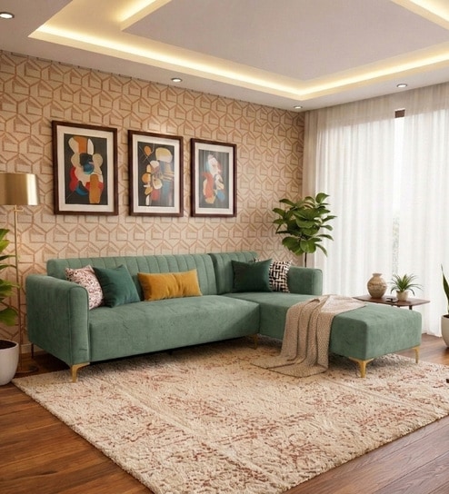 Kosmo Zenith LHS Sofa In Green Color