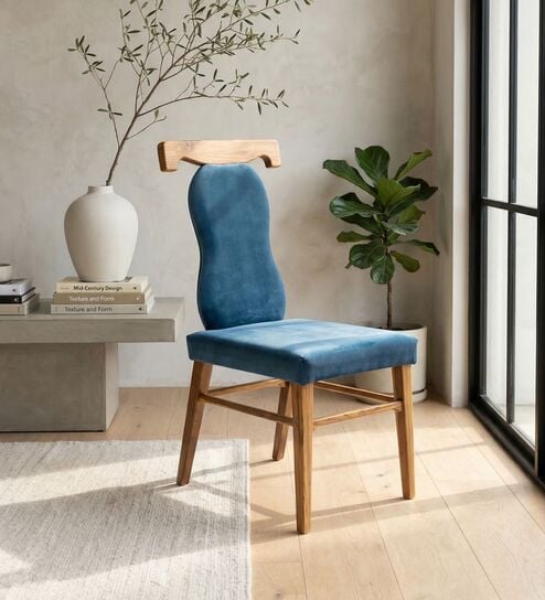 Kovil Teak Upholstered Dining Chair In Natural Colour