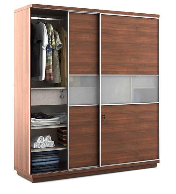 Buy Kosmo Universal Wardrobe in Walnut Rigato Melamine Finish by