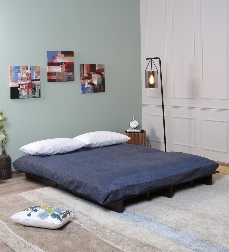 Buy Kobe Double Futon in Spruce Blue Colour with Mattress by ARRA