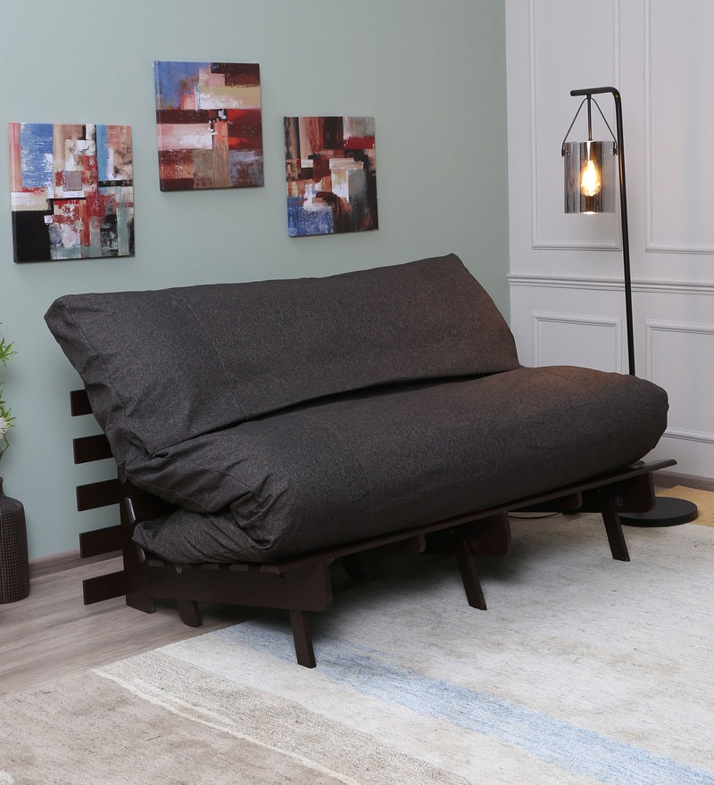 Buy Kobe Double Futon Sofa cum bed With Mattress in Walnut Brown Colour