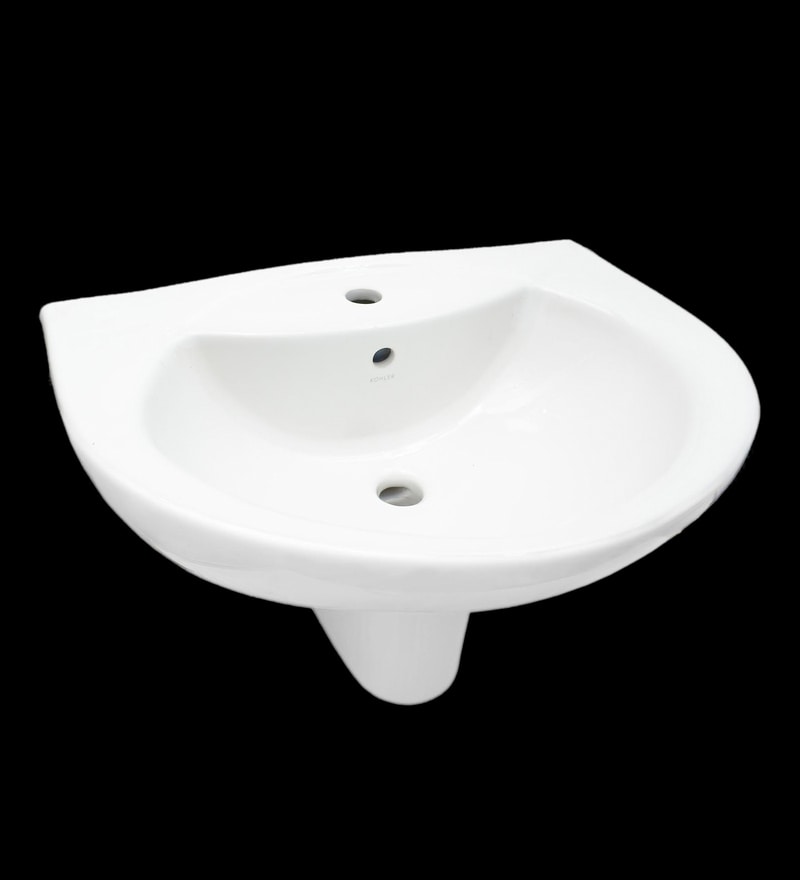 Buy Kohler Folio White Ceramic HalfPedestal Wash Basin with Single