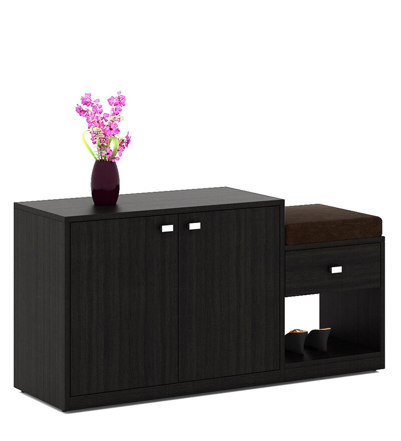 Buy Kosmo Allin1 Shoe Rack with Seat in Natural Wenge Finish by