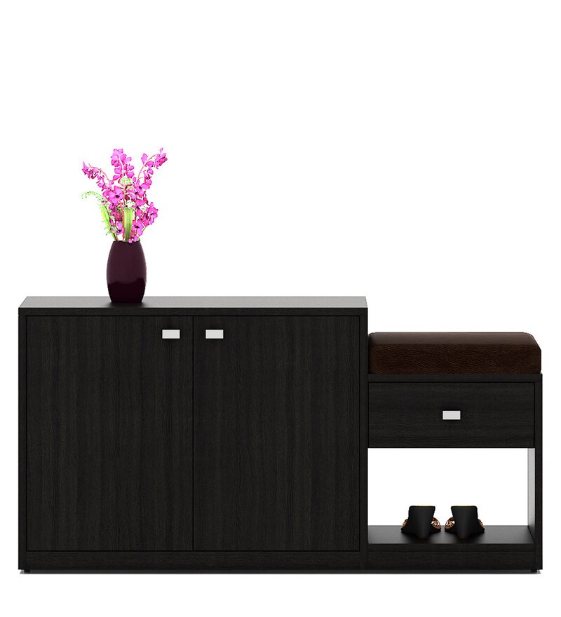 Buy Kosmo Allin1 Shoe Rack with Seat in Natural Wenge Finish by