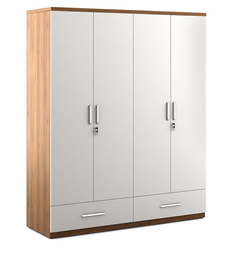 Buy Kosmo Apex 4 Door Wardrobe in Frosty White Finish by Spacewood