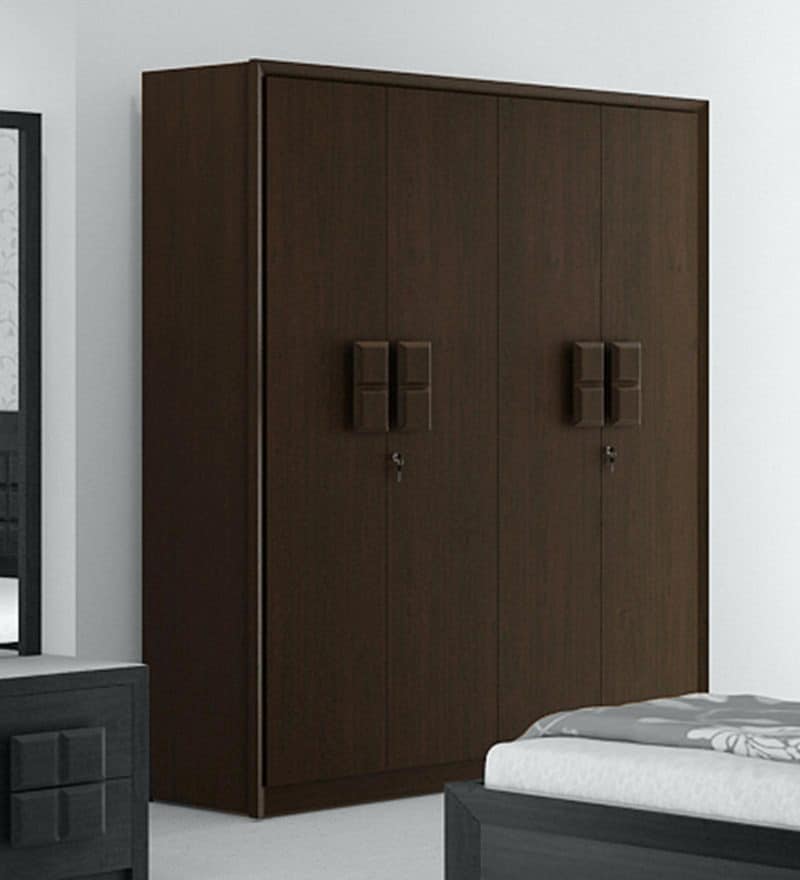 Buy Kosmo Choco 4 Door Wardrobe in Vermont Finish by Spacewood Online