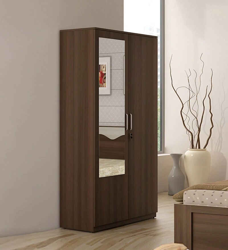 Buy Kosmo Crescent 2 Door Wardrobe in Dark Acacia Finish by Spacewood