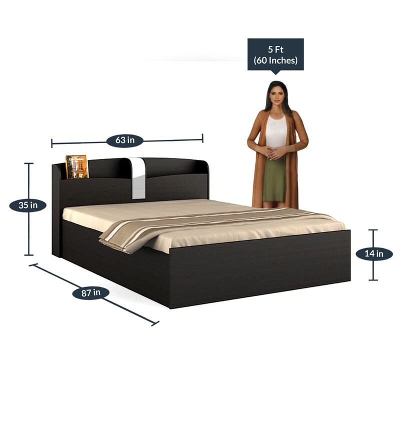 Buy Kosmo Imperial Queen Size Bed with Storage in Natural Wenge Finish