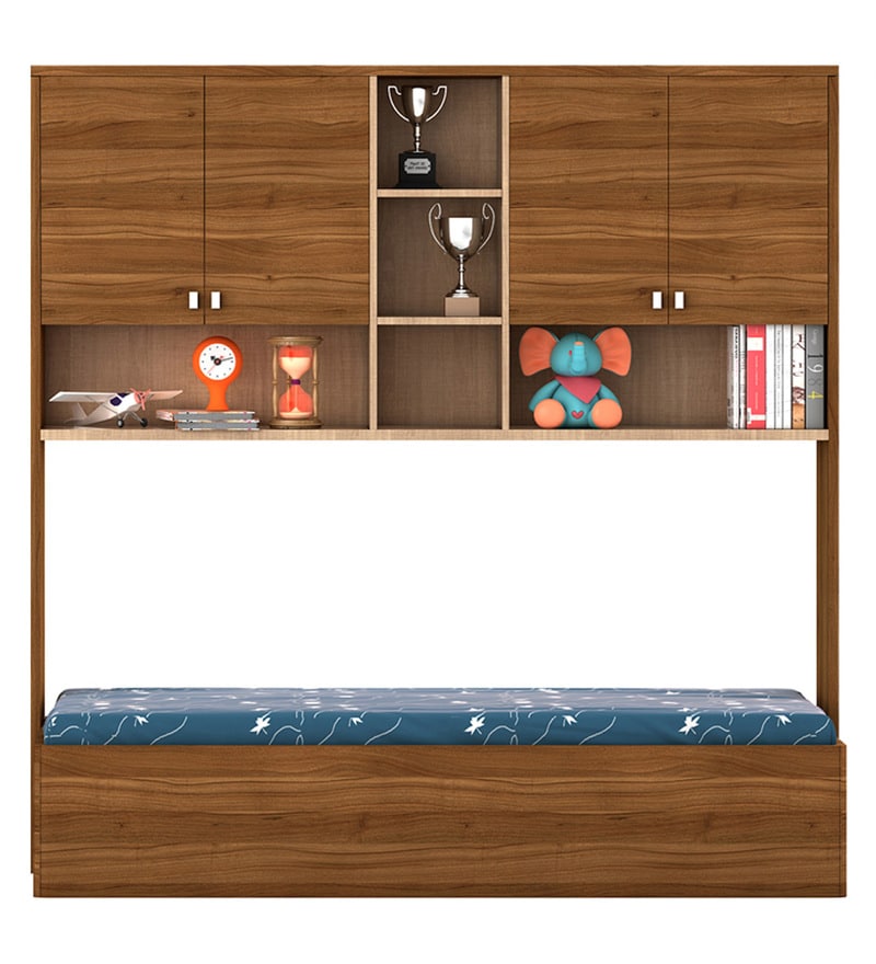 Buy Kosmo Oscar Single Bed with Wall Storage by Spacewood Online Bed Units Kids Beds