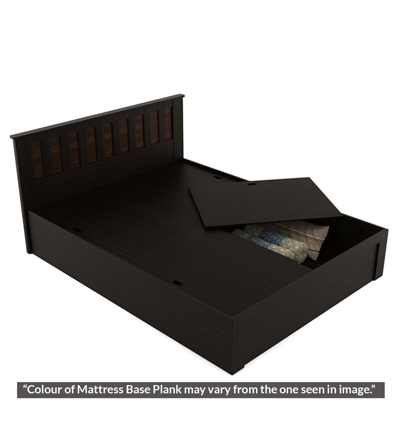 Buy Kosmo Phoenix Queen Size Bed with Storage in Wenge Finish by