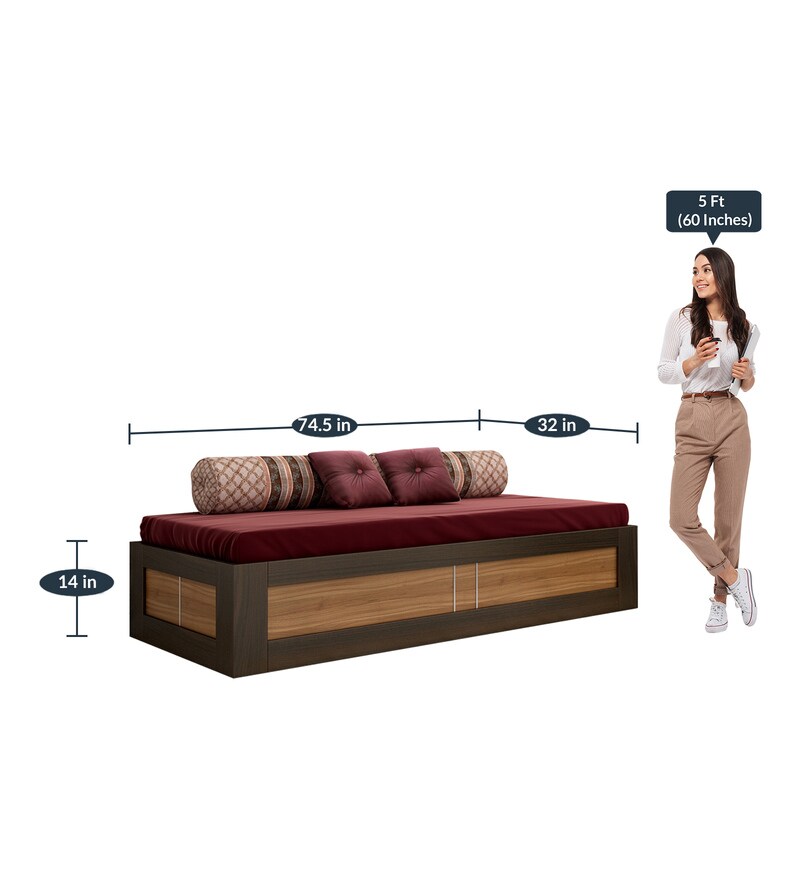 Buy Kosmo Rex Single Bed with Box Storage in Natural Teak Finish by Spacewood Online Modern