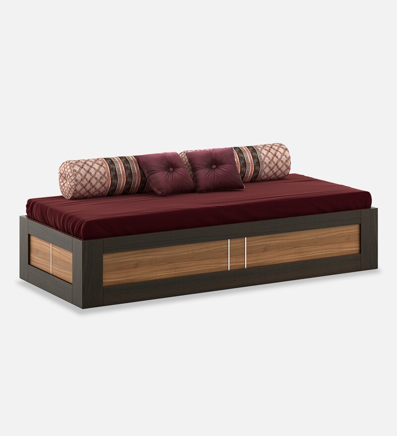 Buy Kosmo Rex Single Bed with Box Storage in Natural Teak Finish by Spacewood Online Modern