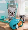 Green Koala Printed Plastic Water Bottle with Straw & Carrying Strap, 600 ml
