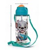 Green Koala Printed Plastic Water Bottle with Straw & Carrying Strap, 600 ml