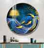 Koi Fish With Blue Background Acrylic Round Wall Art