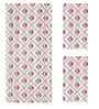 Koi White Madhuban Floral Waffle Cotton 250 GSM Bath & Hand Towel Set