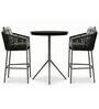 Koki Wicker 2 Seater Bar Set In Black Finish