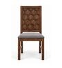 Kosha 6 Seater Dining Set In Provincial Teak Finish With Grey Colour Chair Kosha 6 Seater Dining Set In Provincial Teak Finish With Grey Colour Chair