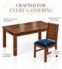 Kosha 6 Seater Dining Set In Provincial Teak Finish With Navy Blue Colour Chair Kosha 6 Seater Dining Set In Provincial Teak Finish With Navy Blue Colour Chair