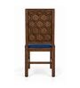 Kosha 6 Seater Dining Set In Provincial Teak Finish With Navy Blue Colour Chair Kosha 6 Seater Dining Set In Provincial Teak Finish With Navy Blue Colour Chair
