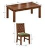 Kosha 6 Seater Dining Set In Provincial Teak Finish With Olive Green Colour Chair Kosha 6 Seater Dining Set In Provincial Teak Finish With Olive Green Colour Chair