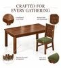 Kosha 6 Seater Dining Set In Provincial Teak Finish With Olive Green Colour Chair Kosha 6 Seater Dining Set In Provincial Teak Finish With Olive Green Colour Chair