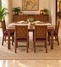 Kosha 6 Seater Dining Set In Provincial Teak Finish With Plum Colour Chair Kosha 6 Seater Dining Set In Provincial Teak Finish With Plum Colour Chair