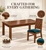 Kosha 6 Seater Dining Set In Provincial Teak Finish With Teal Green Colour Chair Kosha 6 Seater Dining Set In Provincial Teak Finish With Teal Green Colour Chair