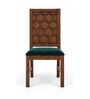 Kosha 6 Seater Dining Set In Provincial Teak Finish With Teal Green Colour Chair Kosha 6 Seater Dining Set In Provincial Teak Finish With Teal Green Colour Chair