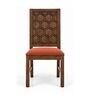 Kosha 6 Seater Dining Set In Provincial Teak Finish With Terracotta Orange Colour Chair Kosha 6 Seater Dining Set In Provincial Teak Finish With Terracotta Orange Colour Chair