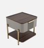 Adore Bedside Table In Sahara Beige & Dark Brown Eucalyptus Finish
