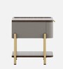 Adore Bedside Table In Sahara Beige & Dark Brown Eucalyptus Finish