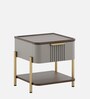 Adore Bedside Table In Sahara Beige & Dark Brown Eucalyptus Finish