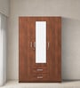 Kosmo Apex 3 Door Wardrobe in Walnut Finish with Mirror & Drawers
