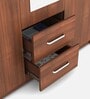 Kosmo Apex 3 Door Wardrobe in Walnut Finish with Mirror & Drawers