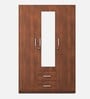 Kosmo Apex 3 Door Wardrobe in Walnut Finish with Mirror & Drawers