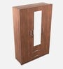 Kosmo Apex 3 Door Wardrobe in Walnut Finish with Mirror & Drawers