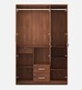 Kosmo Apex 3 Door Wardrobe in Walnut Finish with Mirror & Drawers