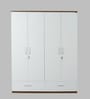 Kosmo Apex 4 Door Wardrobe In Frosty White Finish With Locker & Drawer