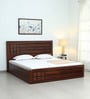 Kosmo Boston Queen Size Bed in Sheesham Finish with Hydraulic Storage