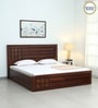 Kosmo Boston Queen Size Bed in Sheesham Finish with Hydraulic Storage
